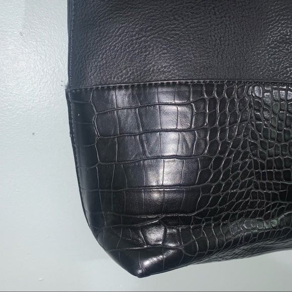 Steve Madden black faux croc tote shoulder bag - Picture 6 of 15